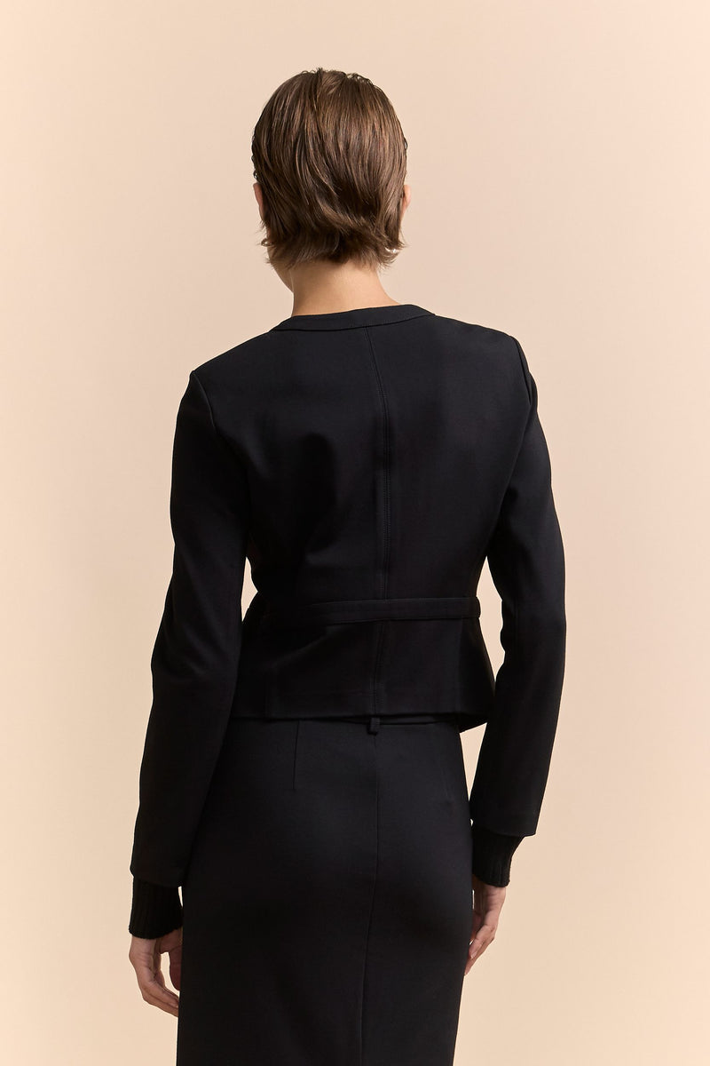 Ponte jacket with removable cuffs