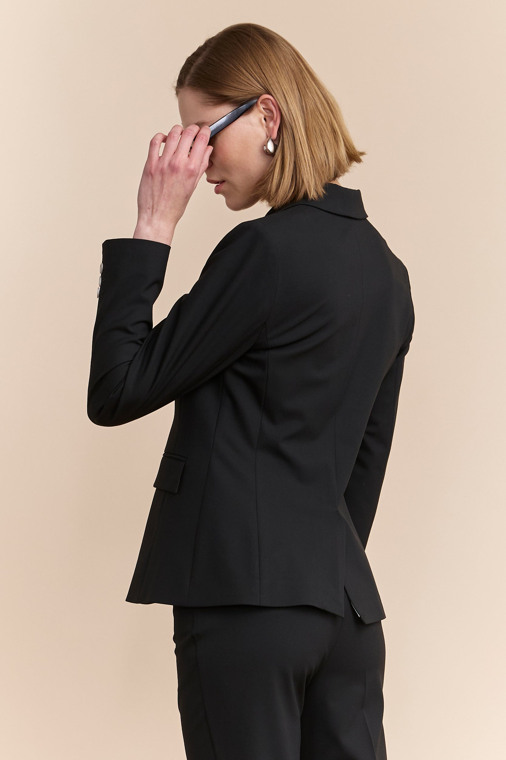 Semi-fitted black blazer