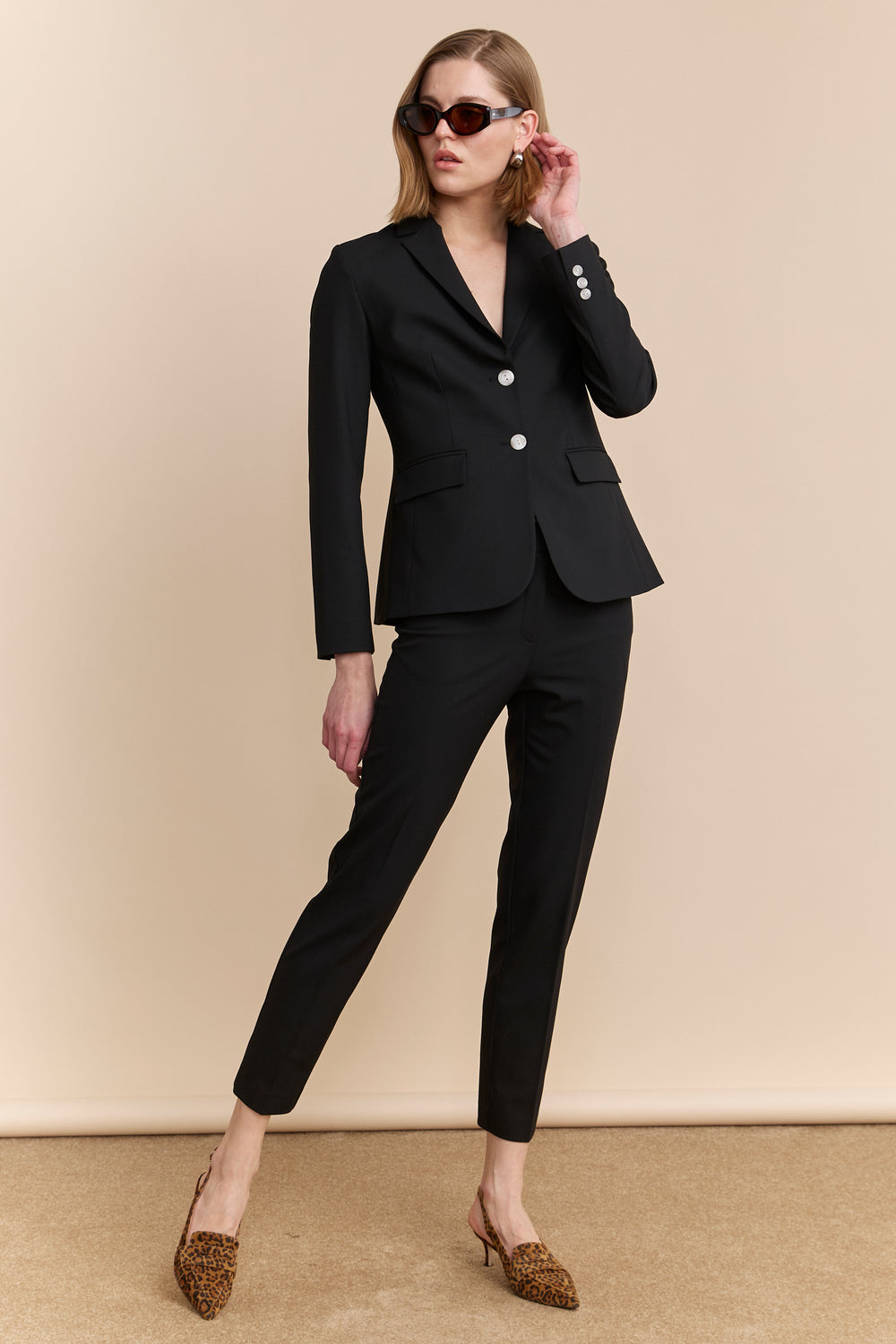 Semi-fitted black blazer