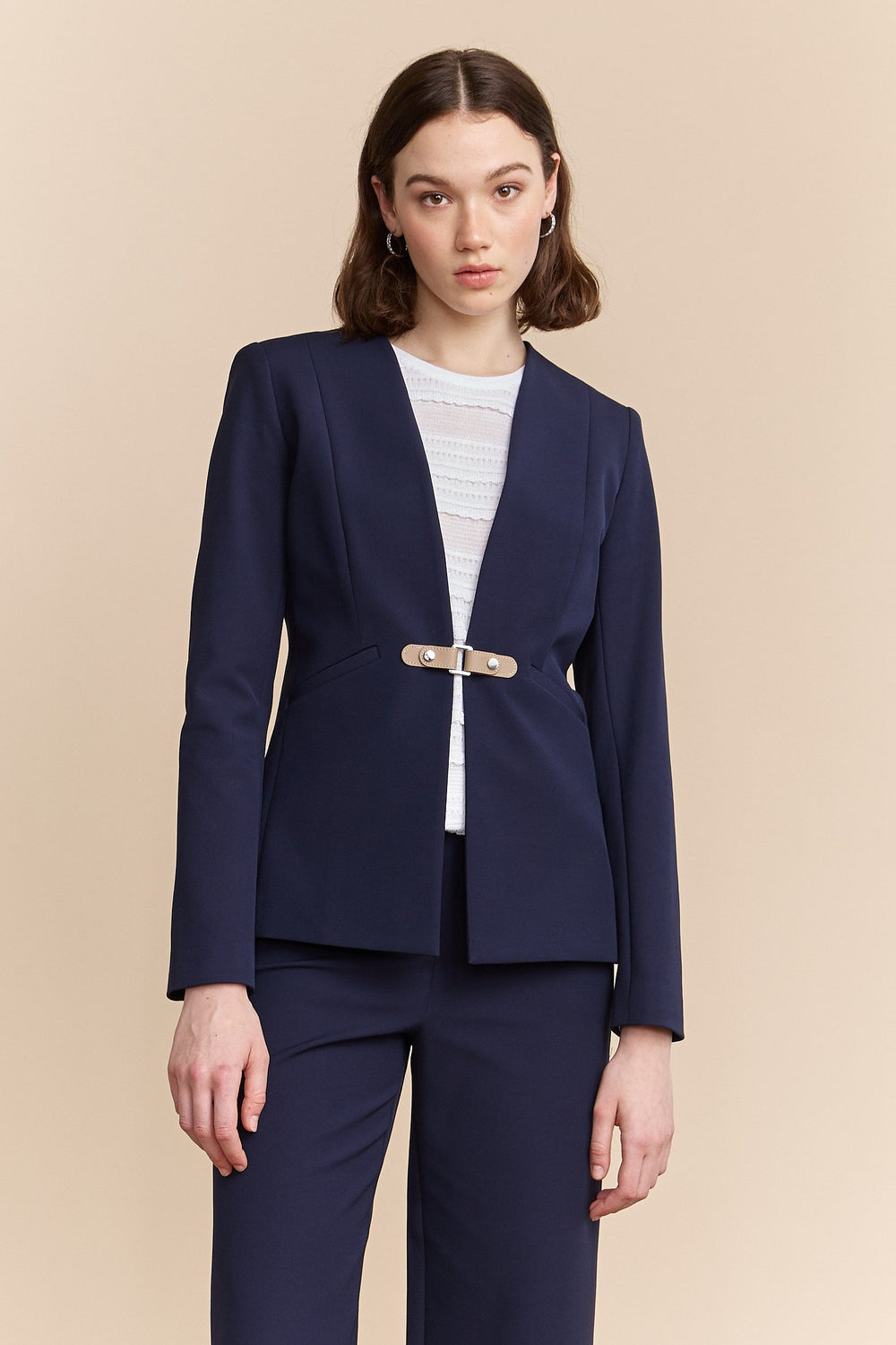 Fitted jacket with tab