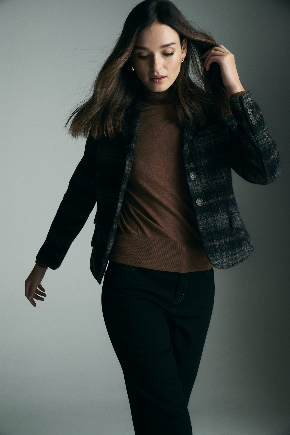 Plaid fitted blazer