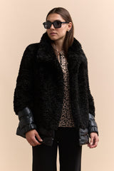 Boucle & quilted leather coat