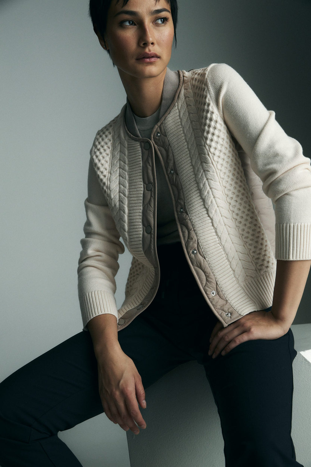 Quilted and knit jacket