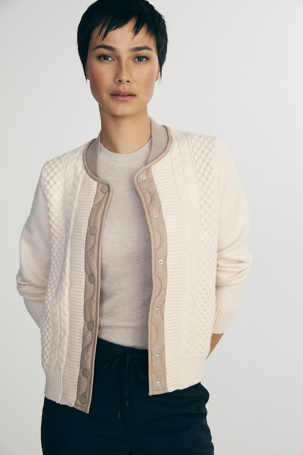 Quilted and knit jacket