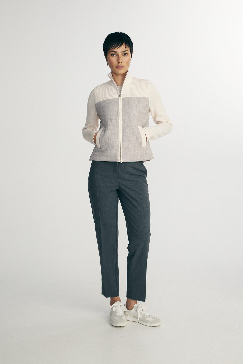 Quilted and knit jacket