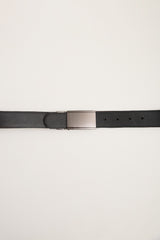 Plate buckle reversible leather belt