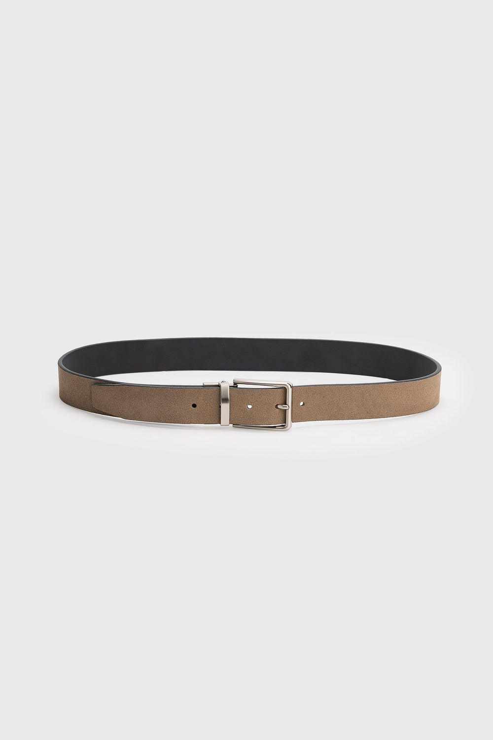 Reversible suede and leather belt