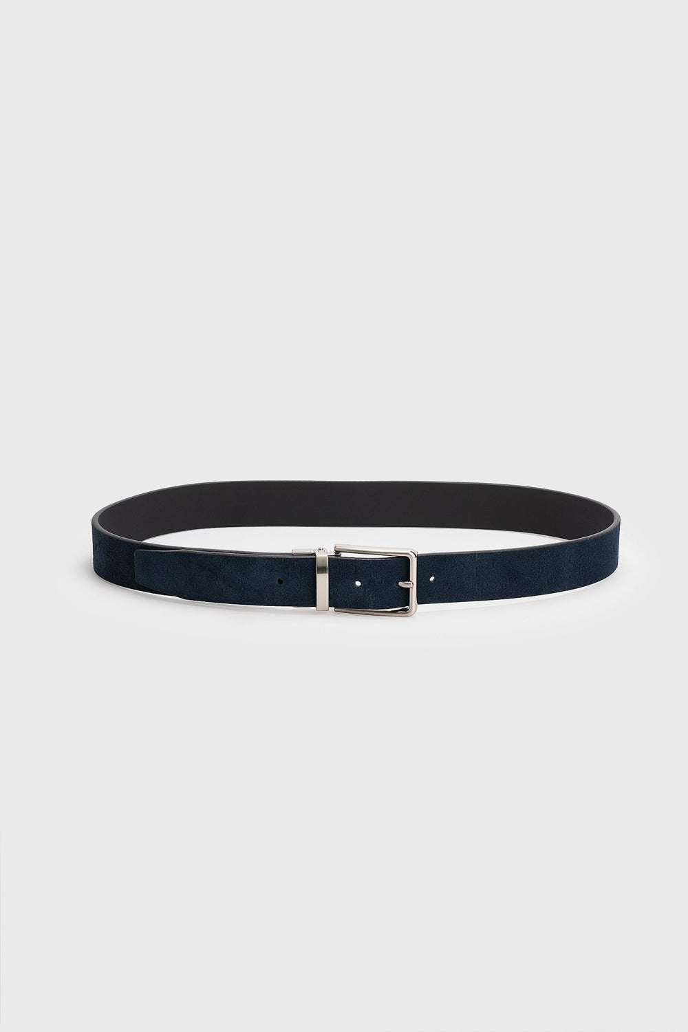 Reversible suede and leather belt