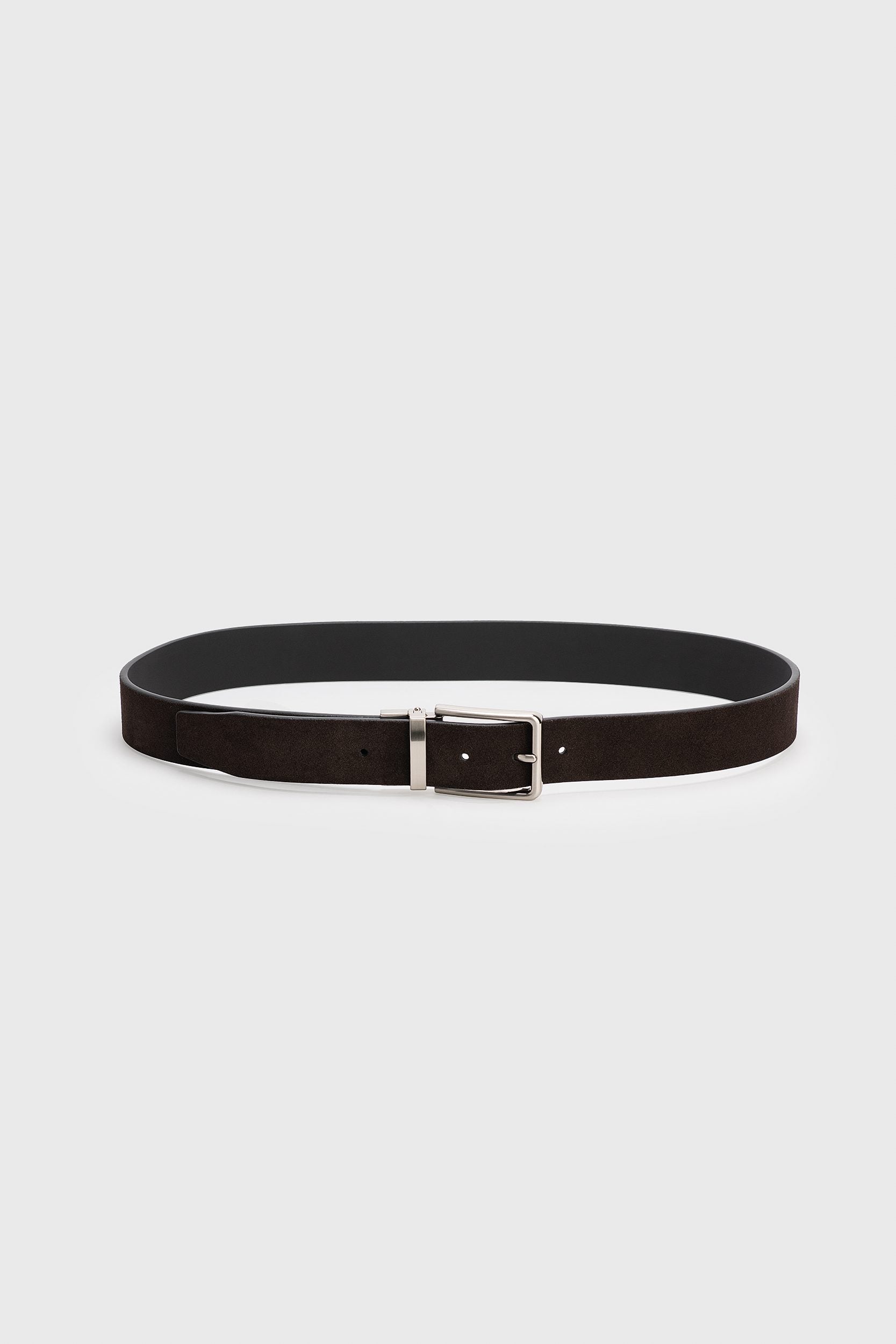 Reversible suede and leather belt