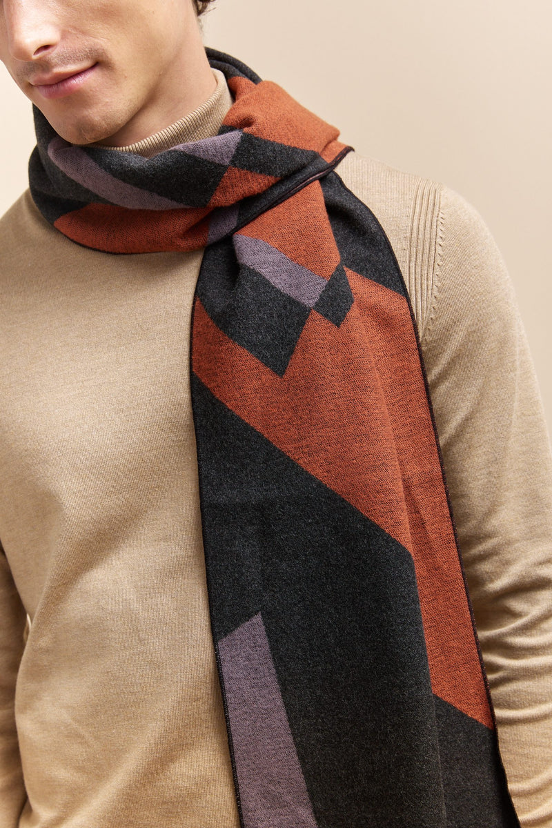 Color blocking brushed scarf