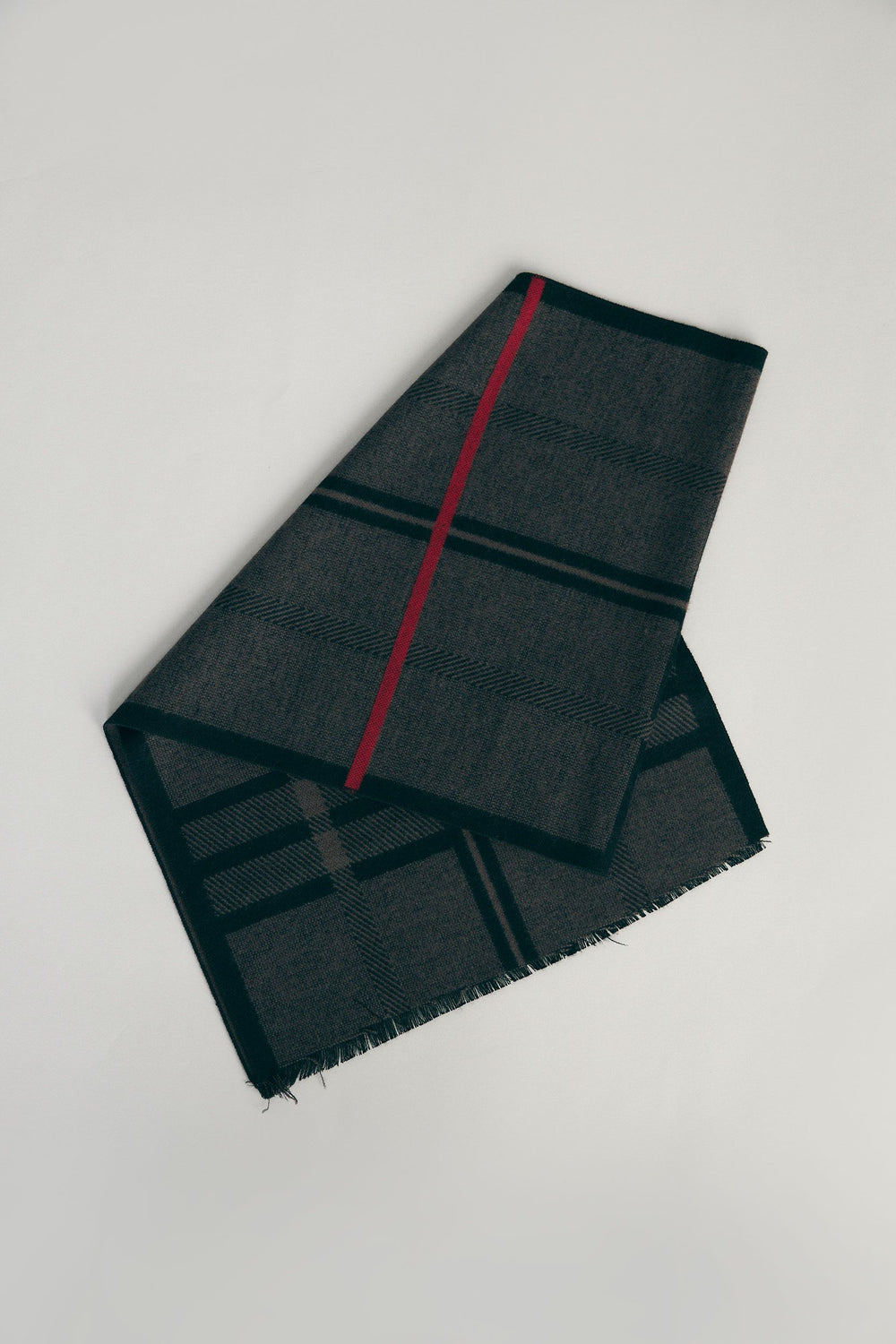 Check design brushed scarf