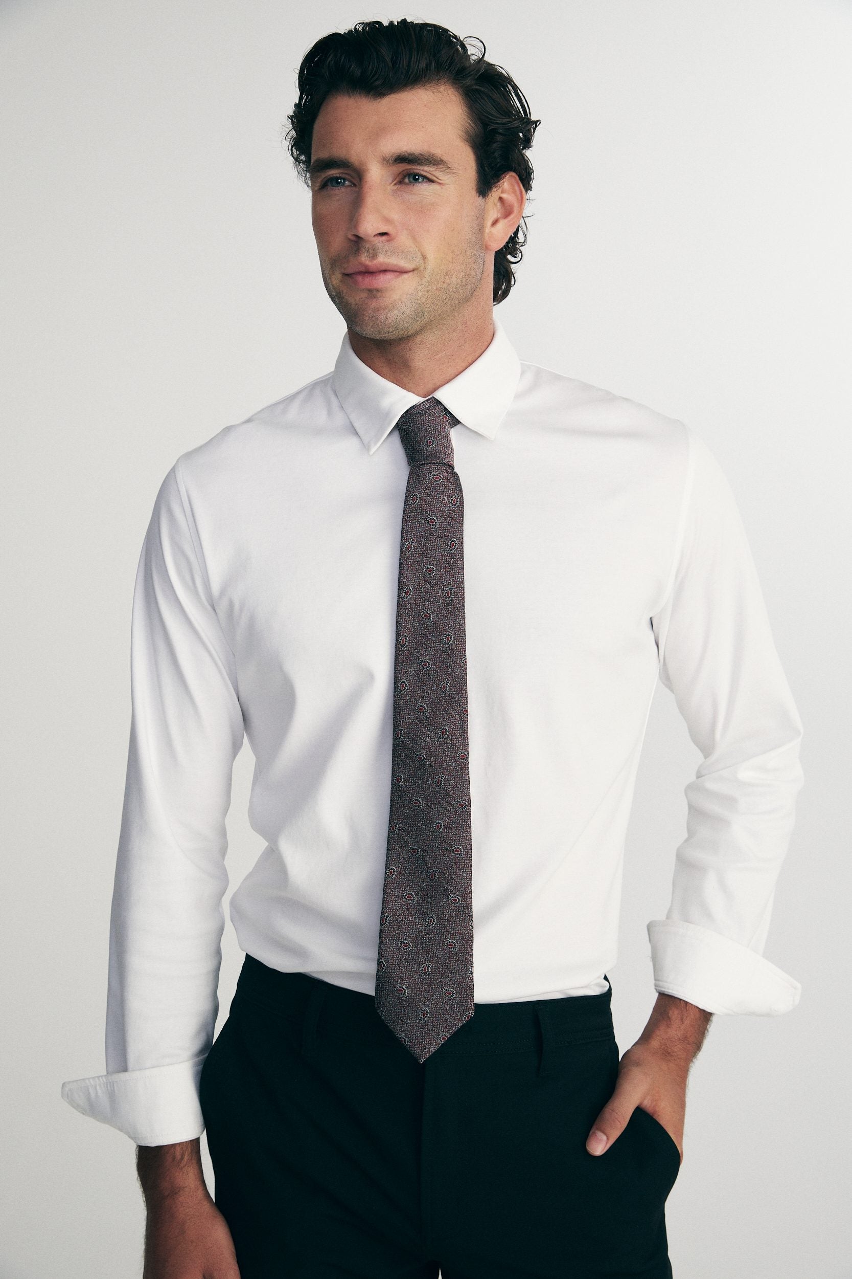 Red paisley tie