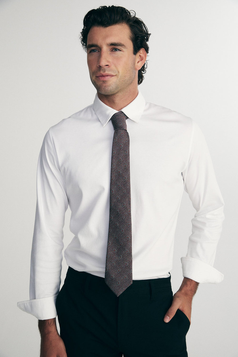 Red paisley tie