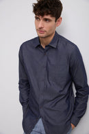 Semi-fitted denim effect shirt