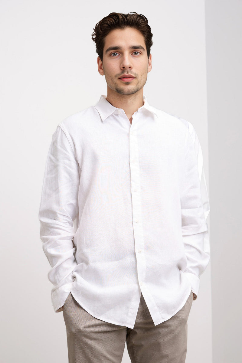 Semi-fitted linen shirt