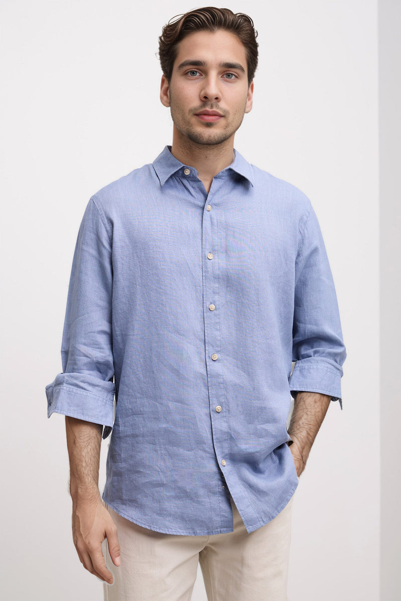 Semi-fitted linen shirt