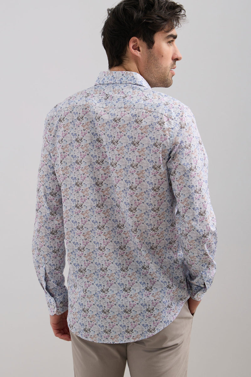 Printed poplin fitted shirt