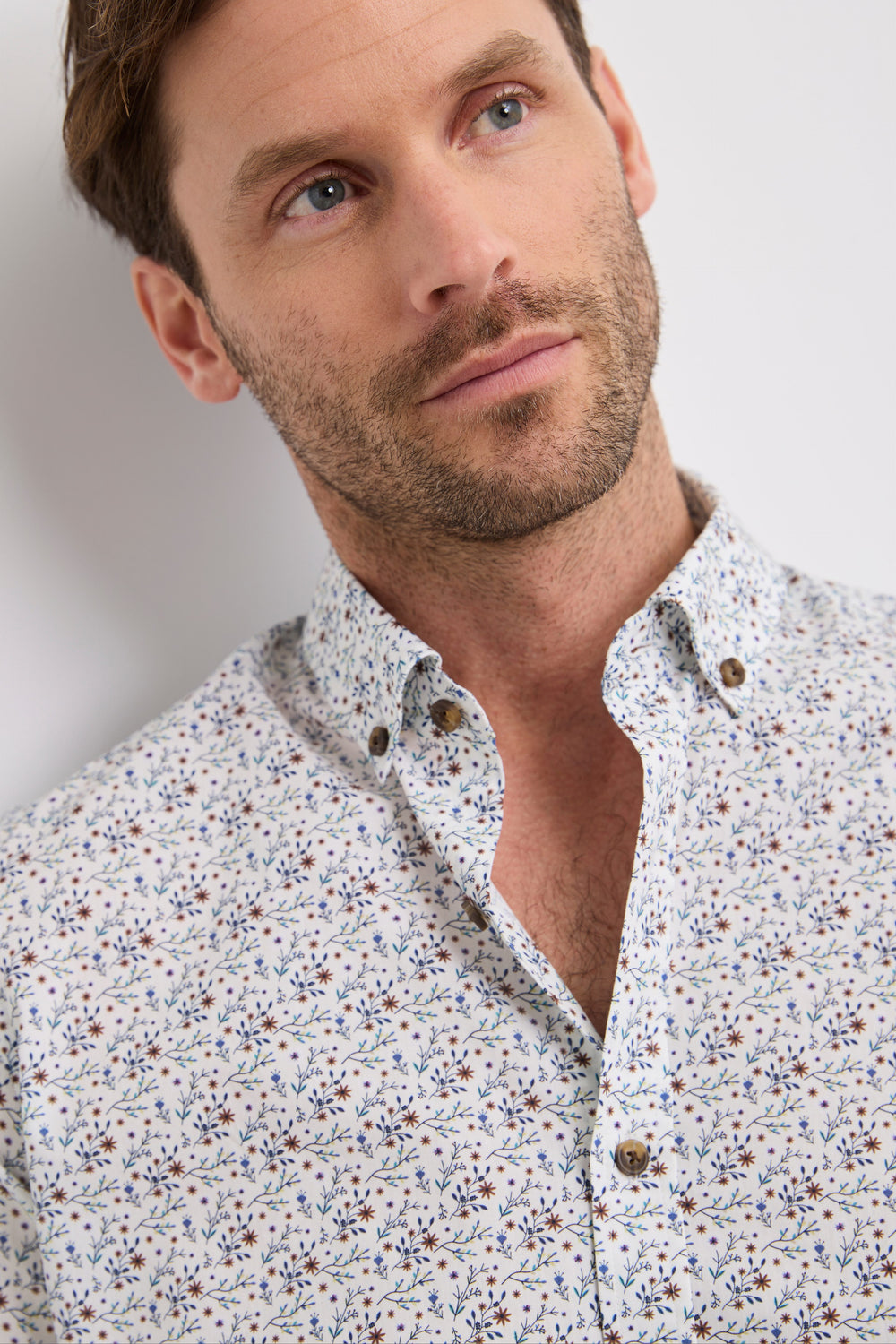 Printed poplin semi fitted shirt