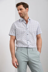 Printed poplin semi-fitted shirt