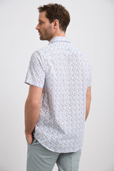 Printed poplin semi-fitted shirt