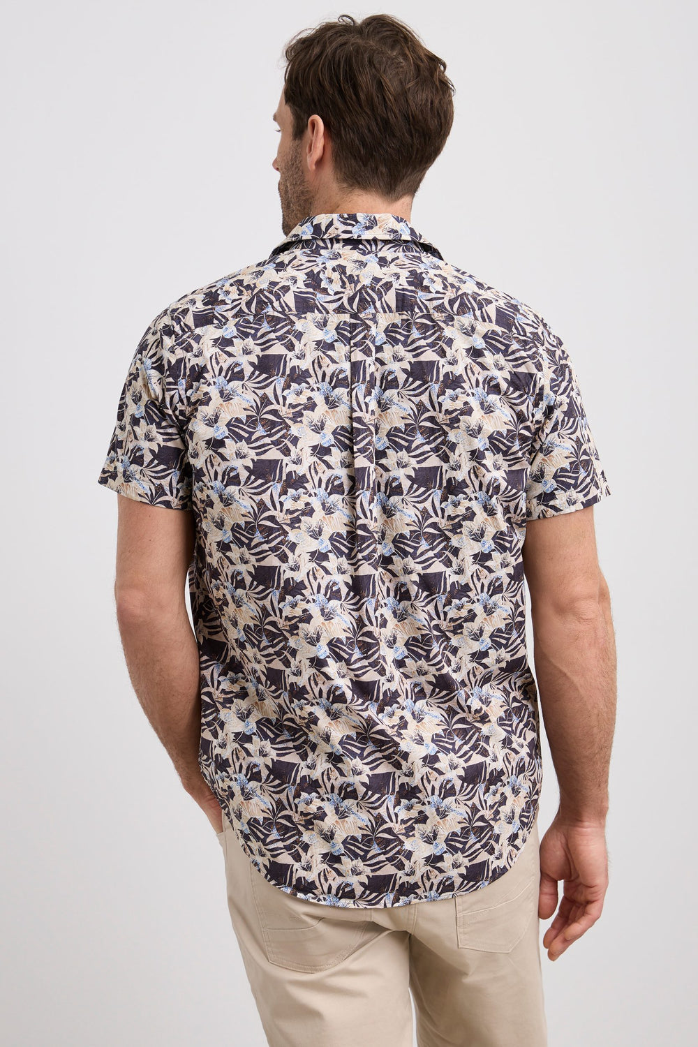 Printed poplin semi-fitted shirt