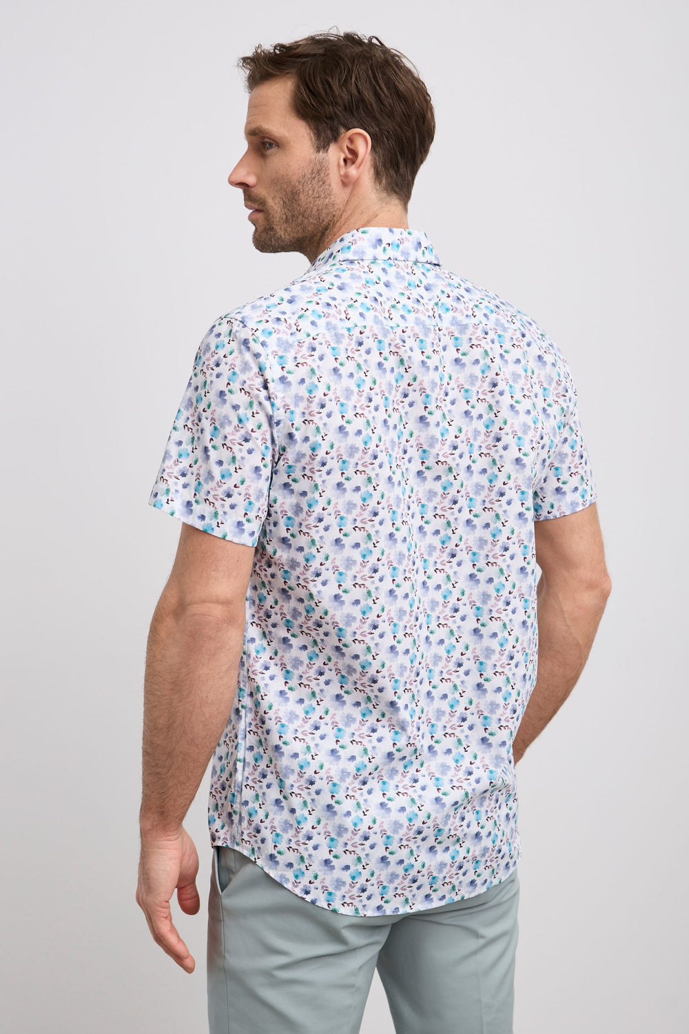 Printed poplin fitted shirt