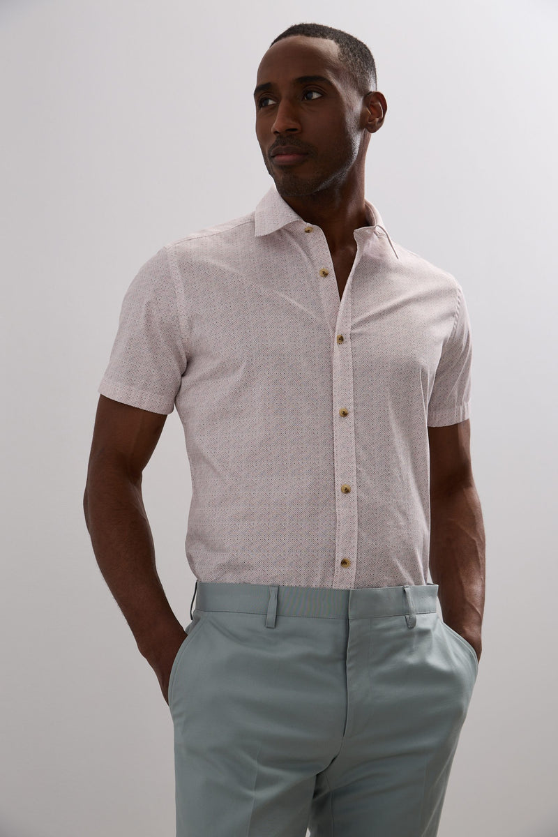 Print poplin fitted shirt