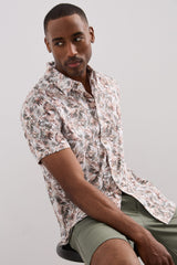 Short sleeved printed pique shirt