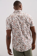 Short sleeved printed pique shirt