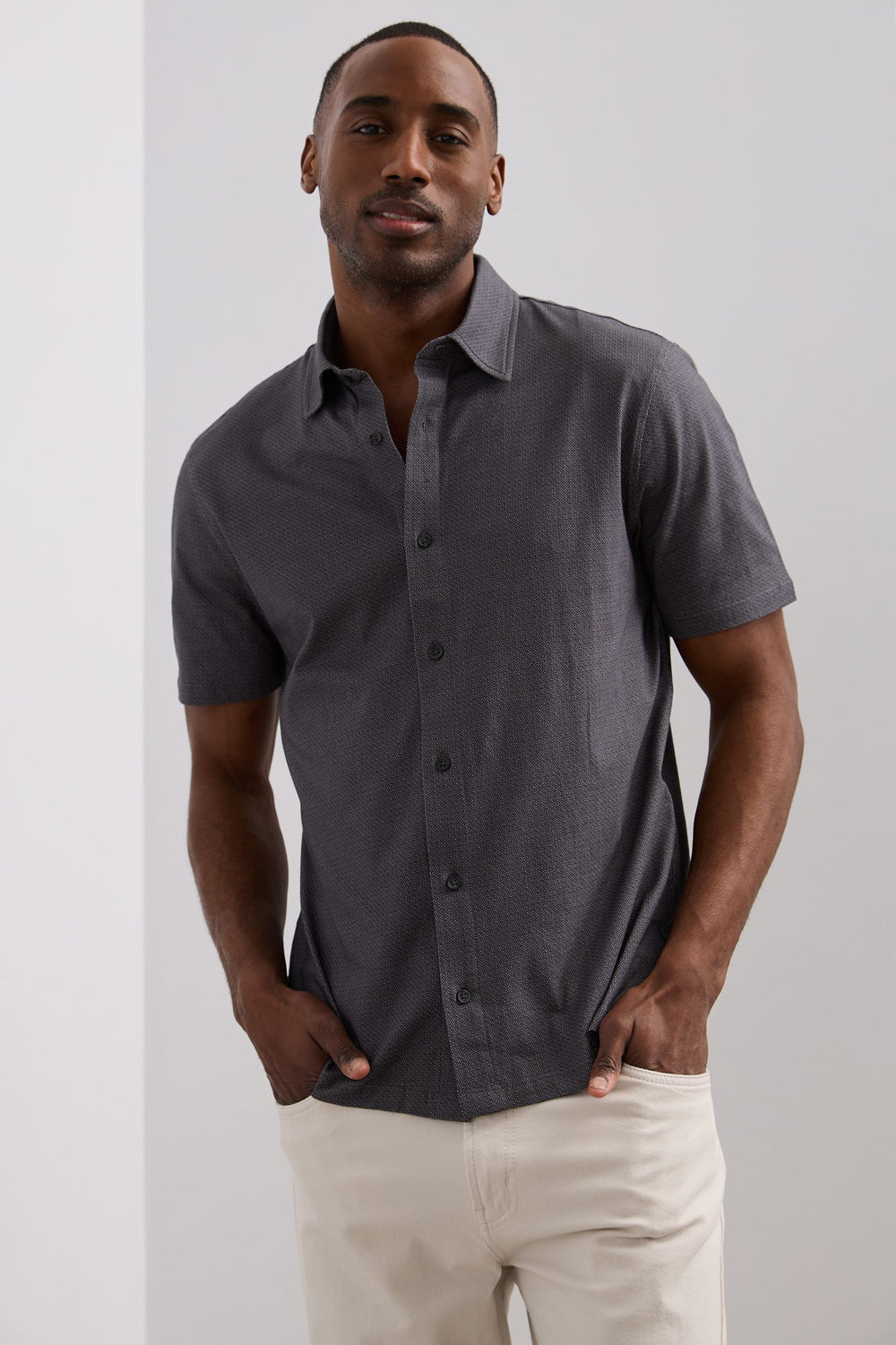 Micro pattern print jersey shirt