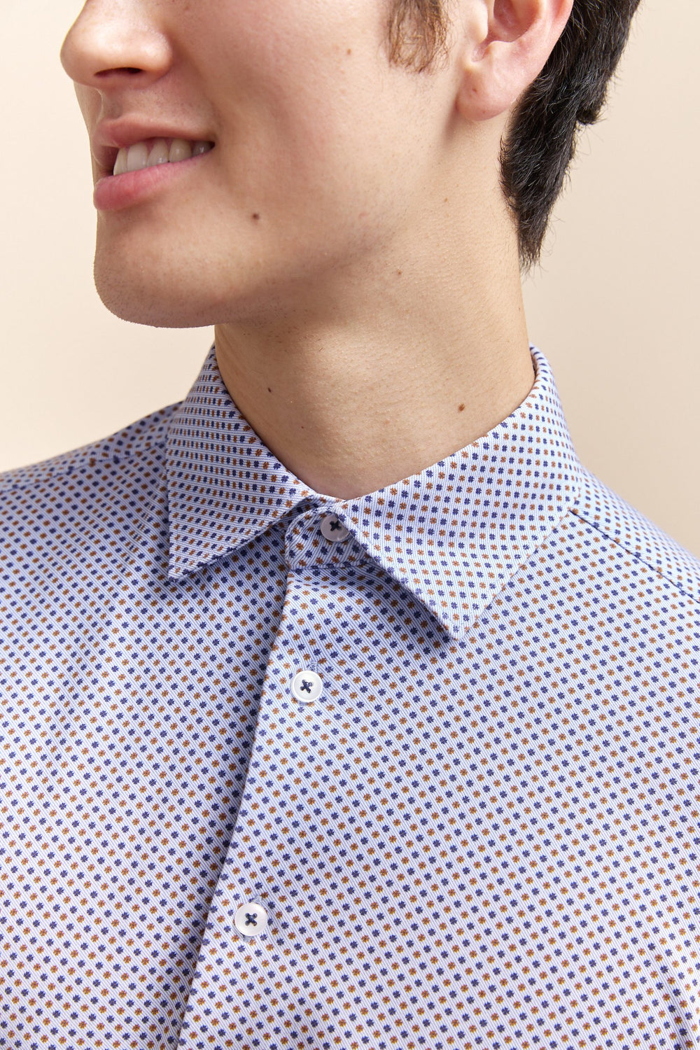 Extra-fitted micro pattern jersey shirt