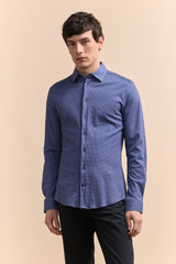 Extra-fitted micro pattern jersey shirt