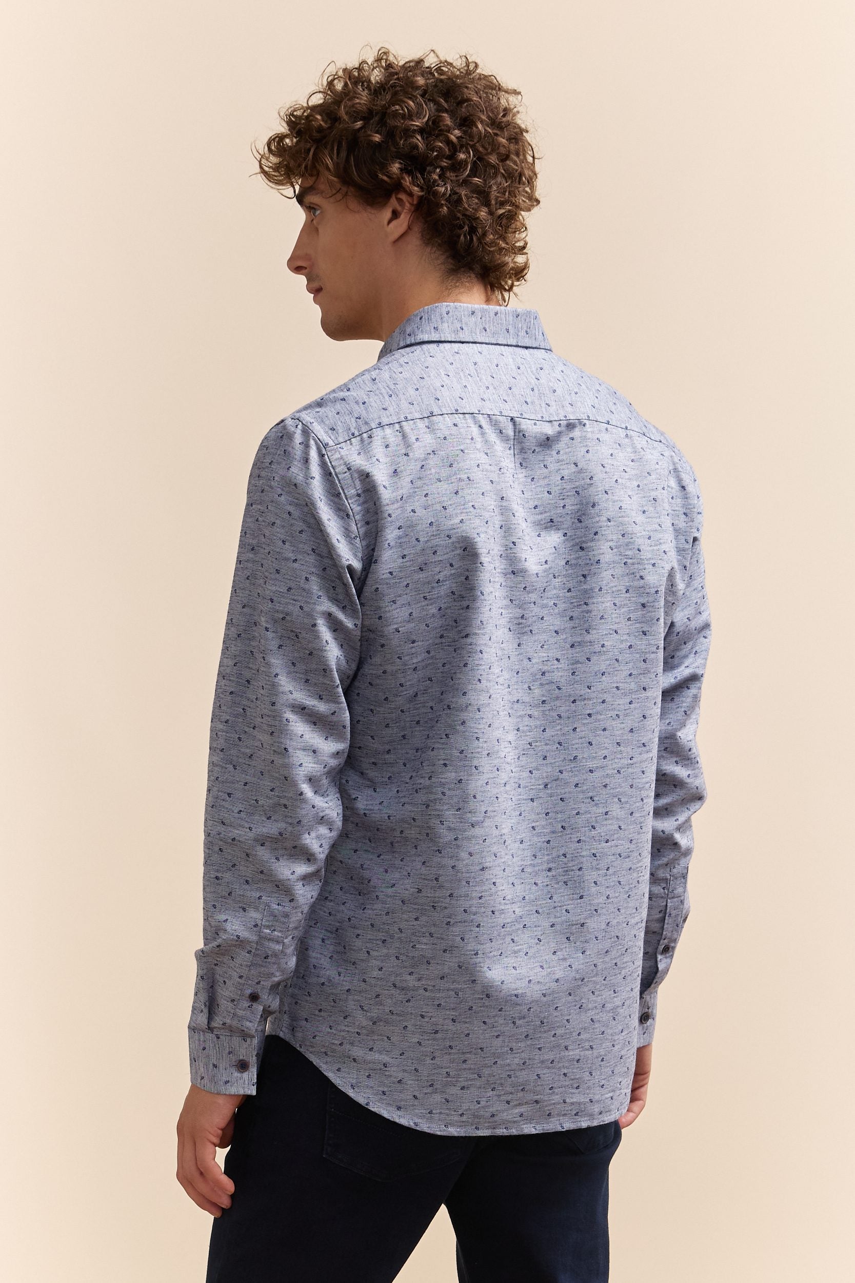 Micro pattern Semi-fitted slub shirt