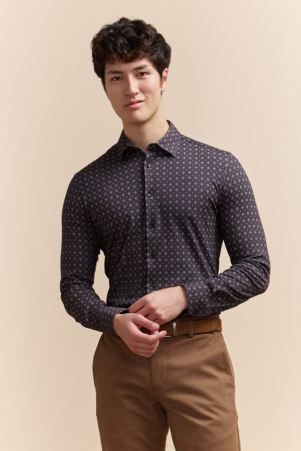 Extra-Fitted Micro Pattern Jersey Shirt