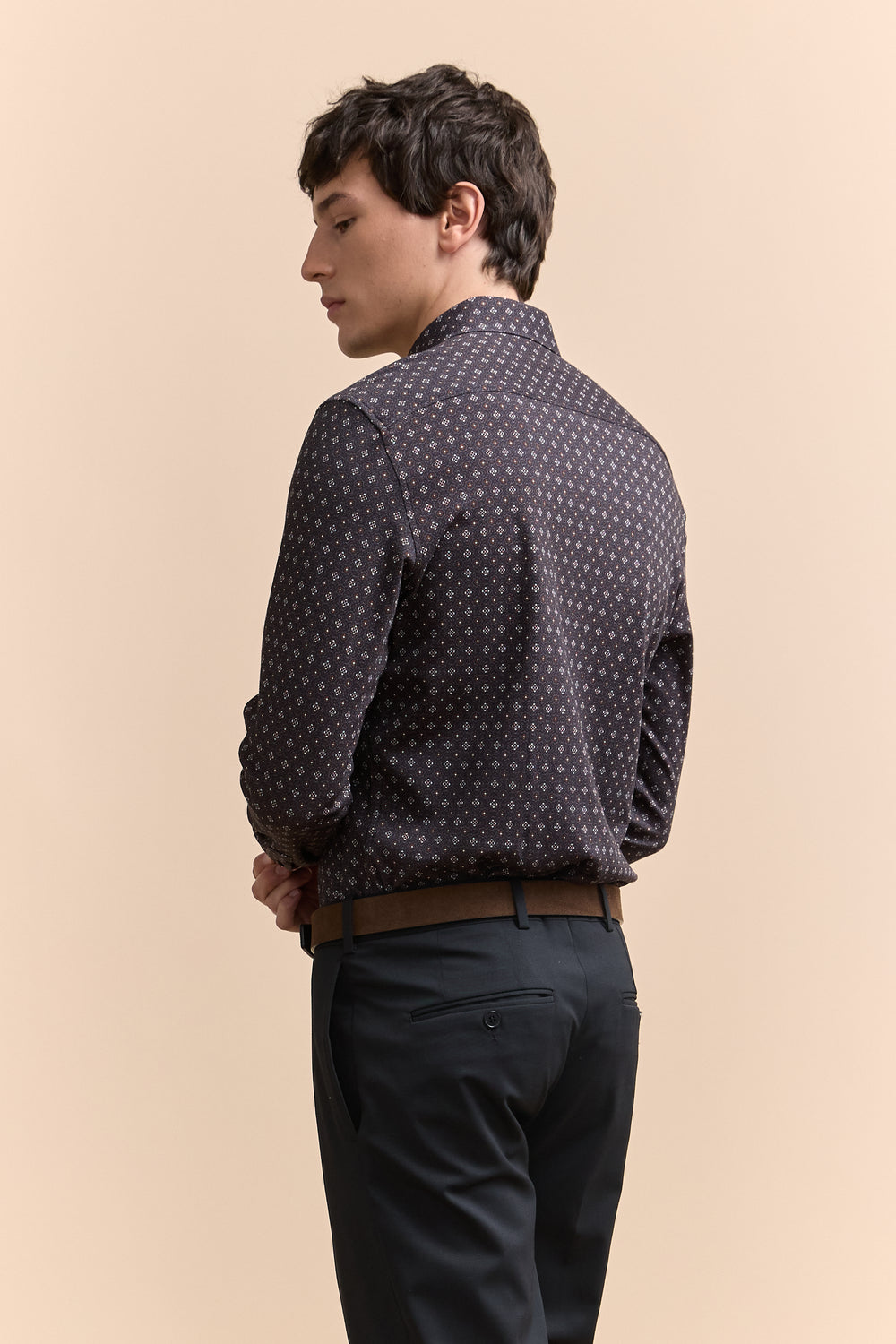 Extra-Fitted Micro Pattern Jersey Shirt