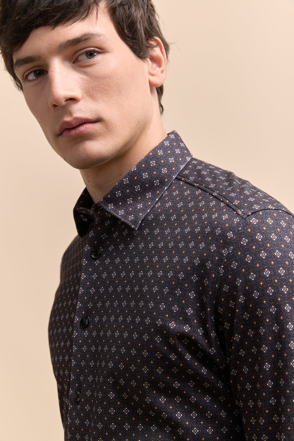 Extra-Fitted Micro Pattern Jersey Shirt