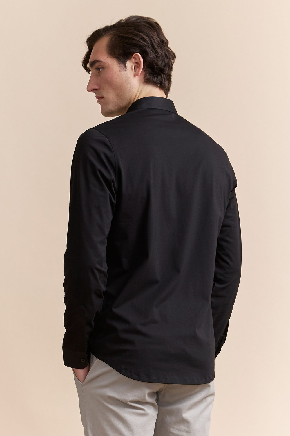 Jersey back & sleeve fitted shirt