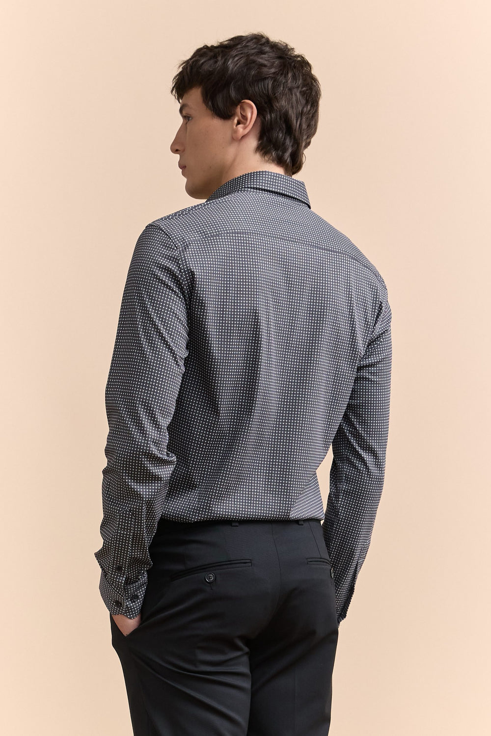 Extra-Fitted micro pattern printed shirt