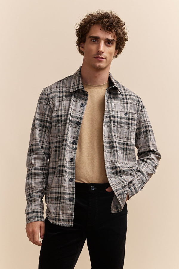 Comfort fit checked knit overshirt