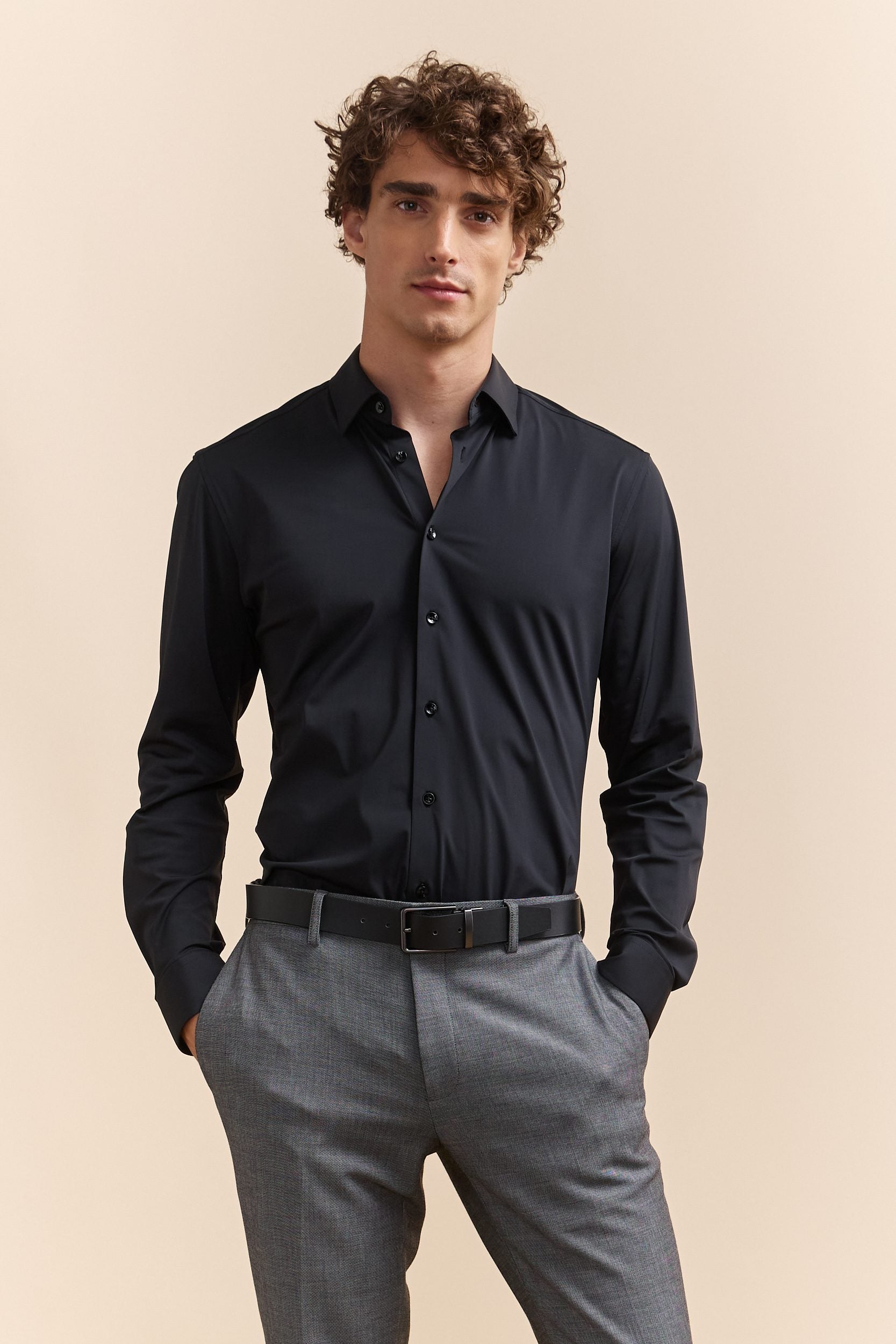 Extra-fitted plain jersey shirt