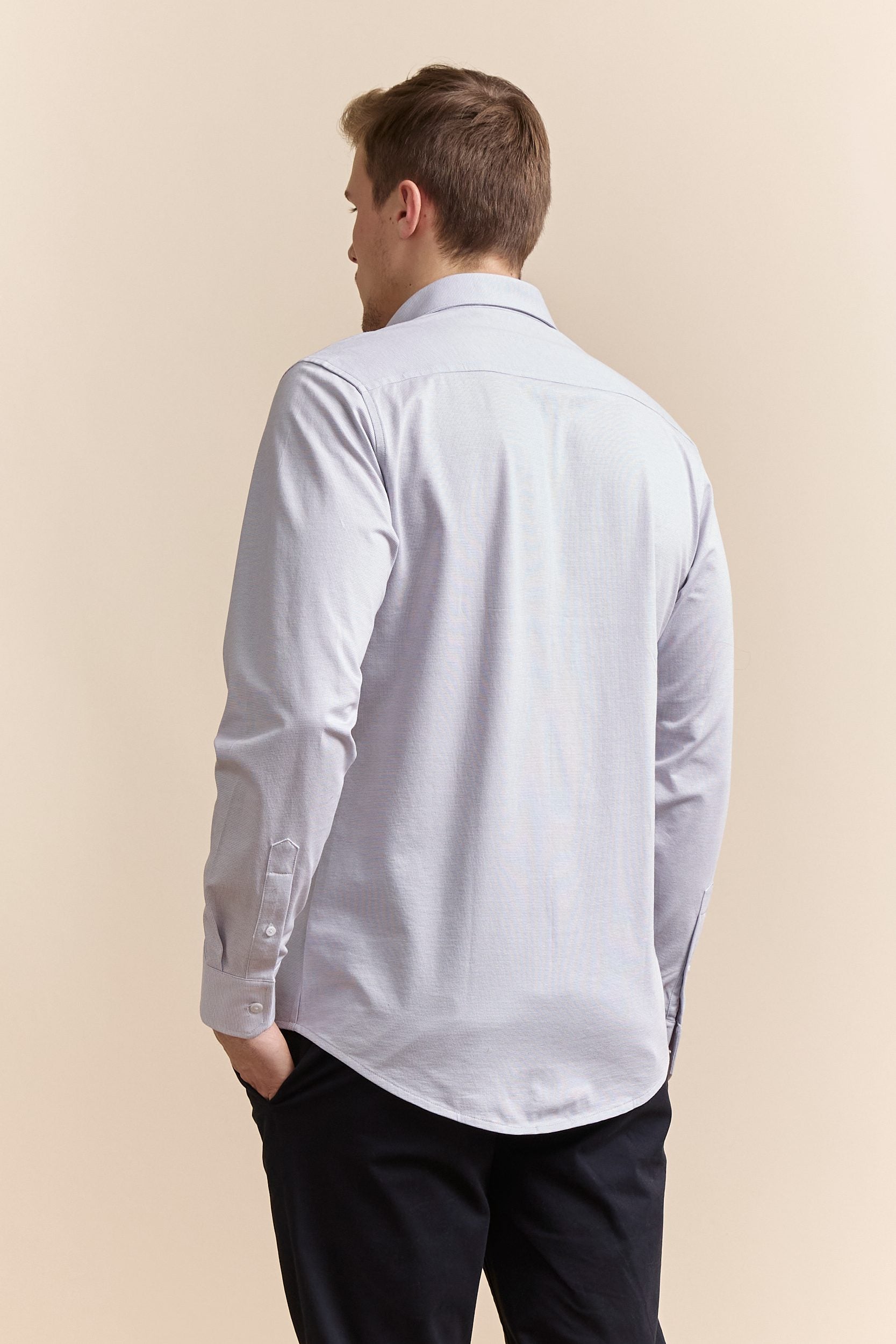 Micro check jersey Fitted shirt