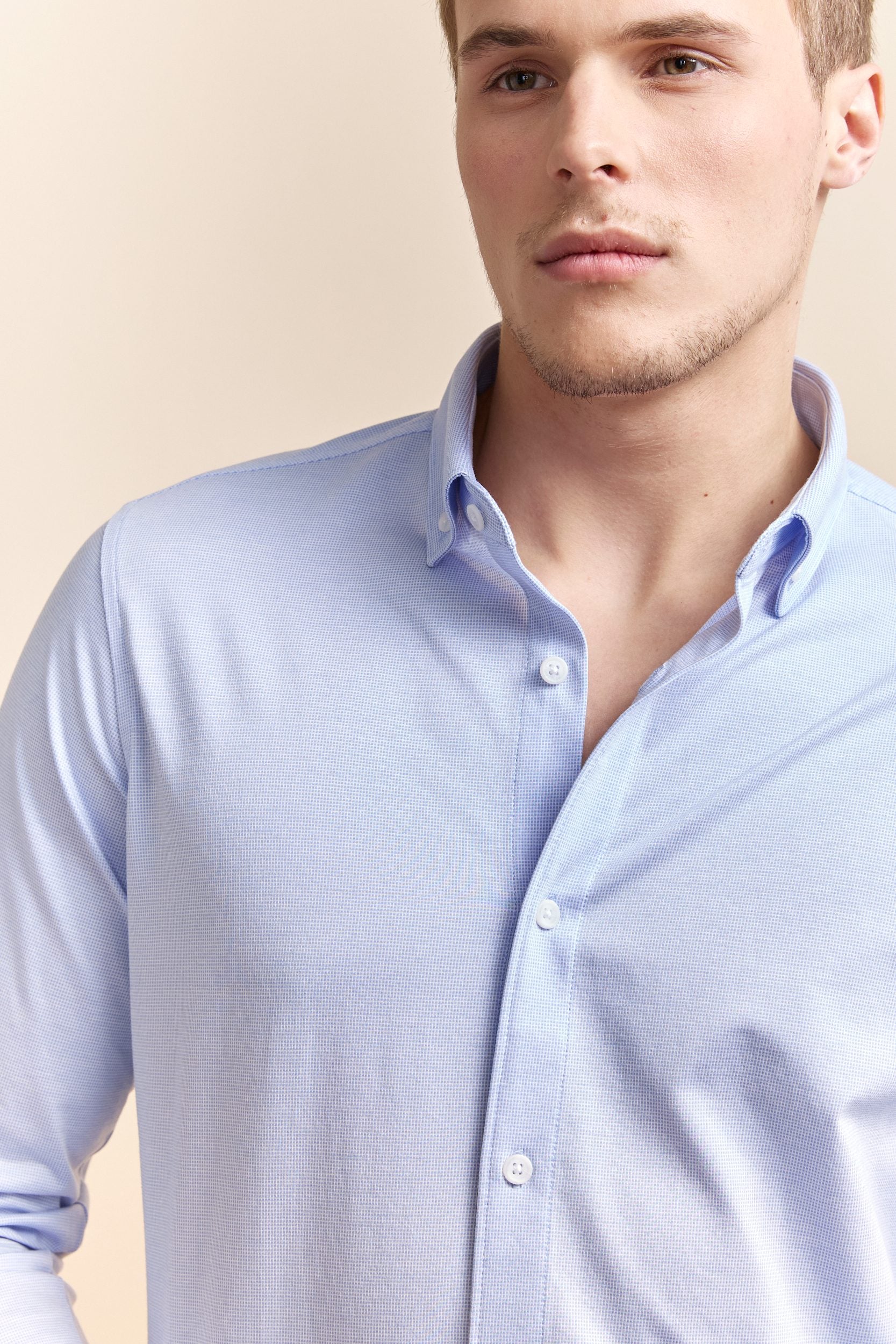 Micro check jersey Fitted shirt