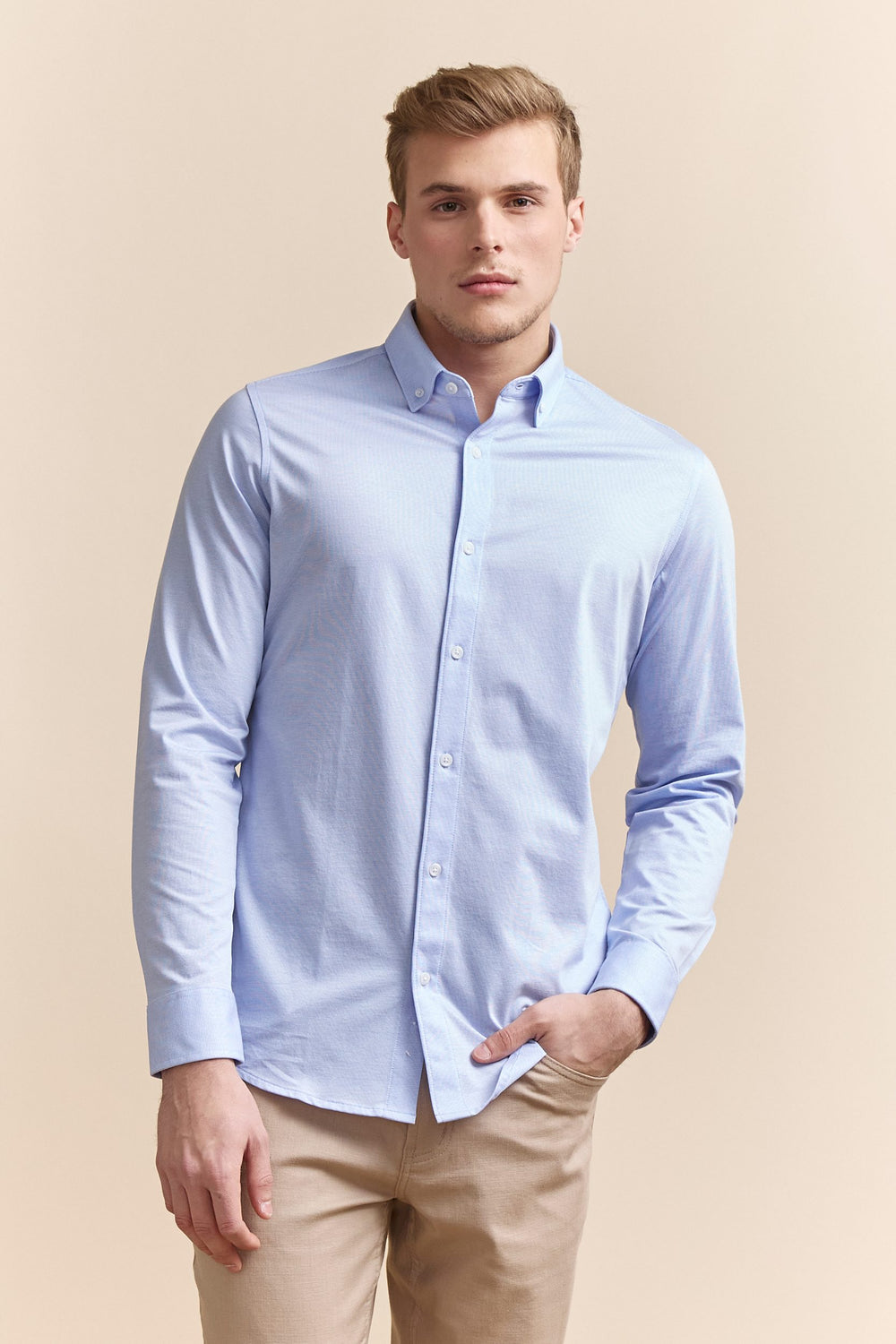 Micro check jersey Fitted shirt