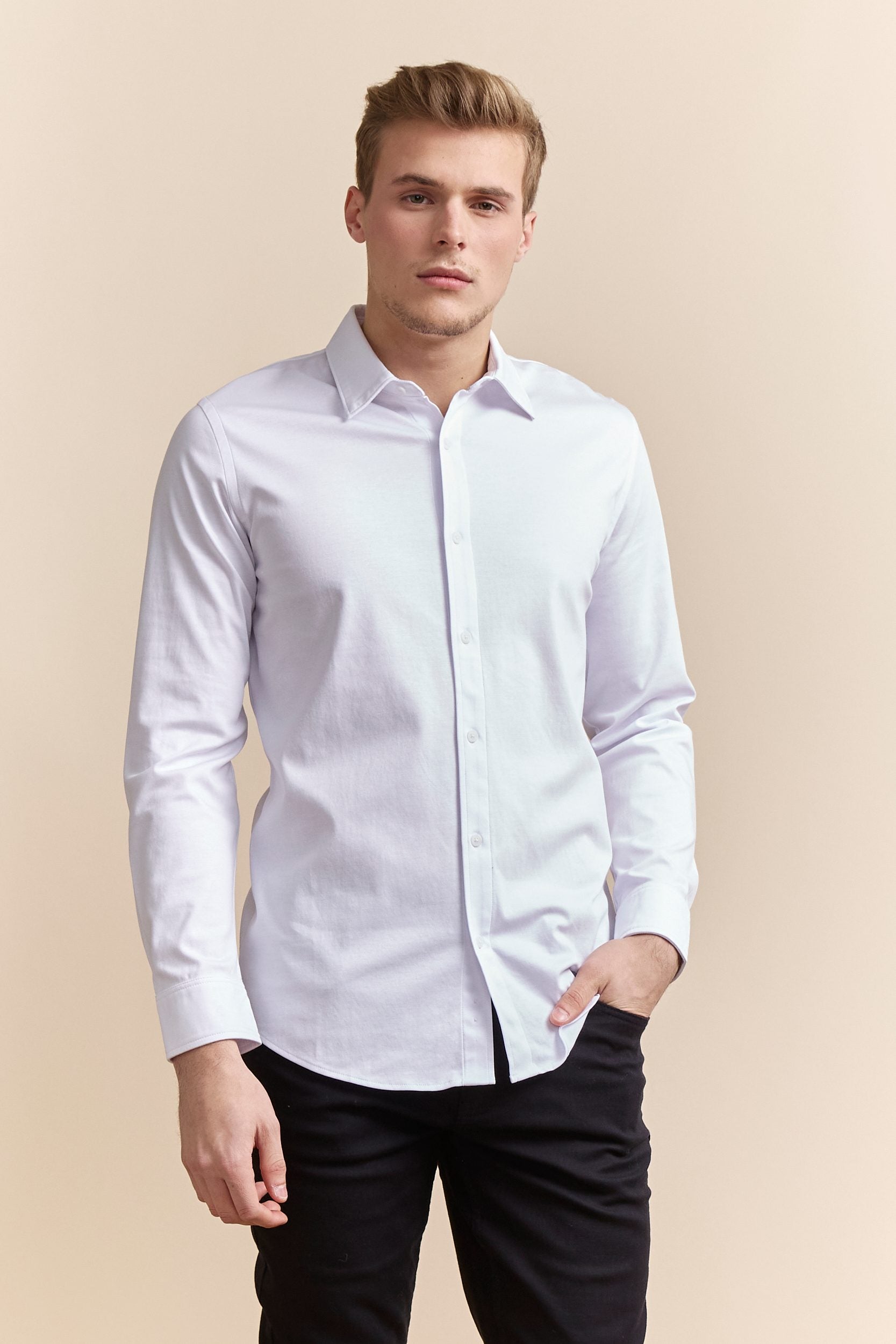 Mercerized cotton Extra-fitted jersey shirt