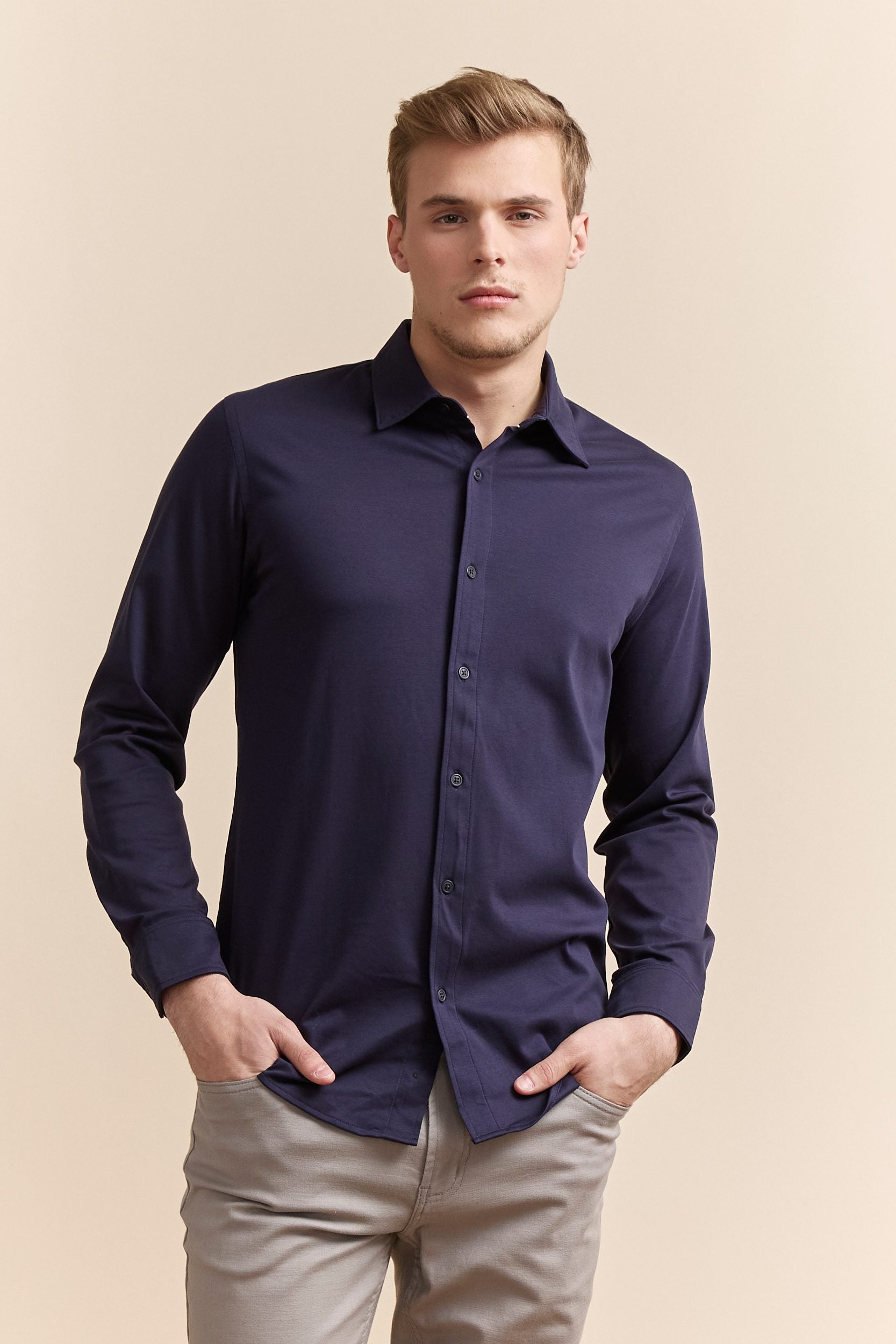 Mercerized cotton Extra-fitted jersey shirt