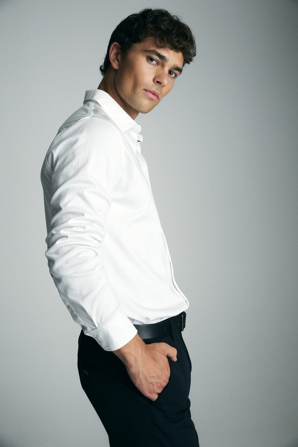 Mercerized cotton Extra-fitted jersey shirt