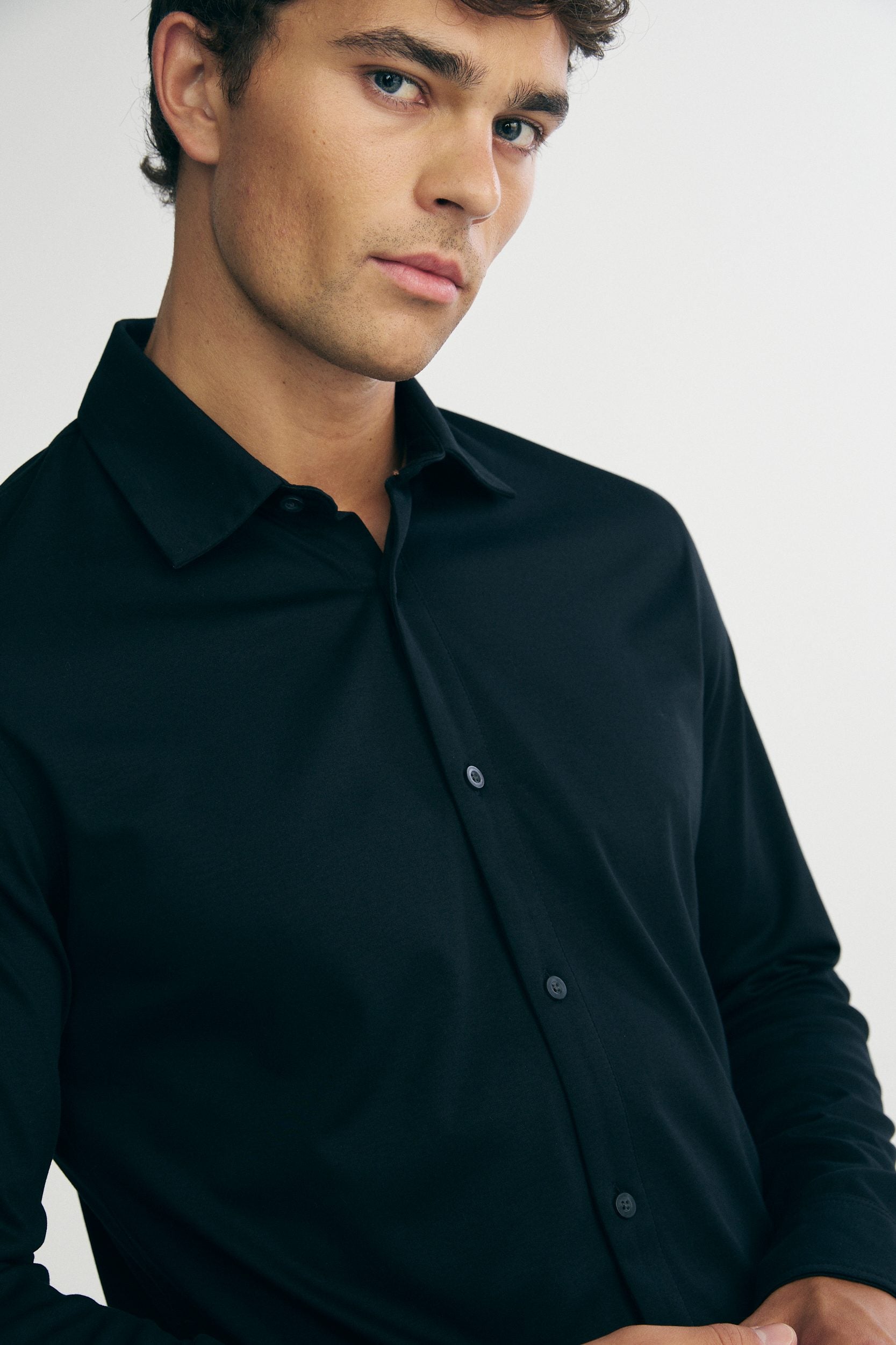 Mercerized cotton Extra-fitted jersey shirt
