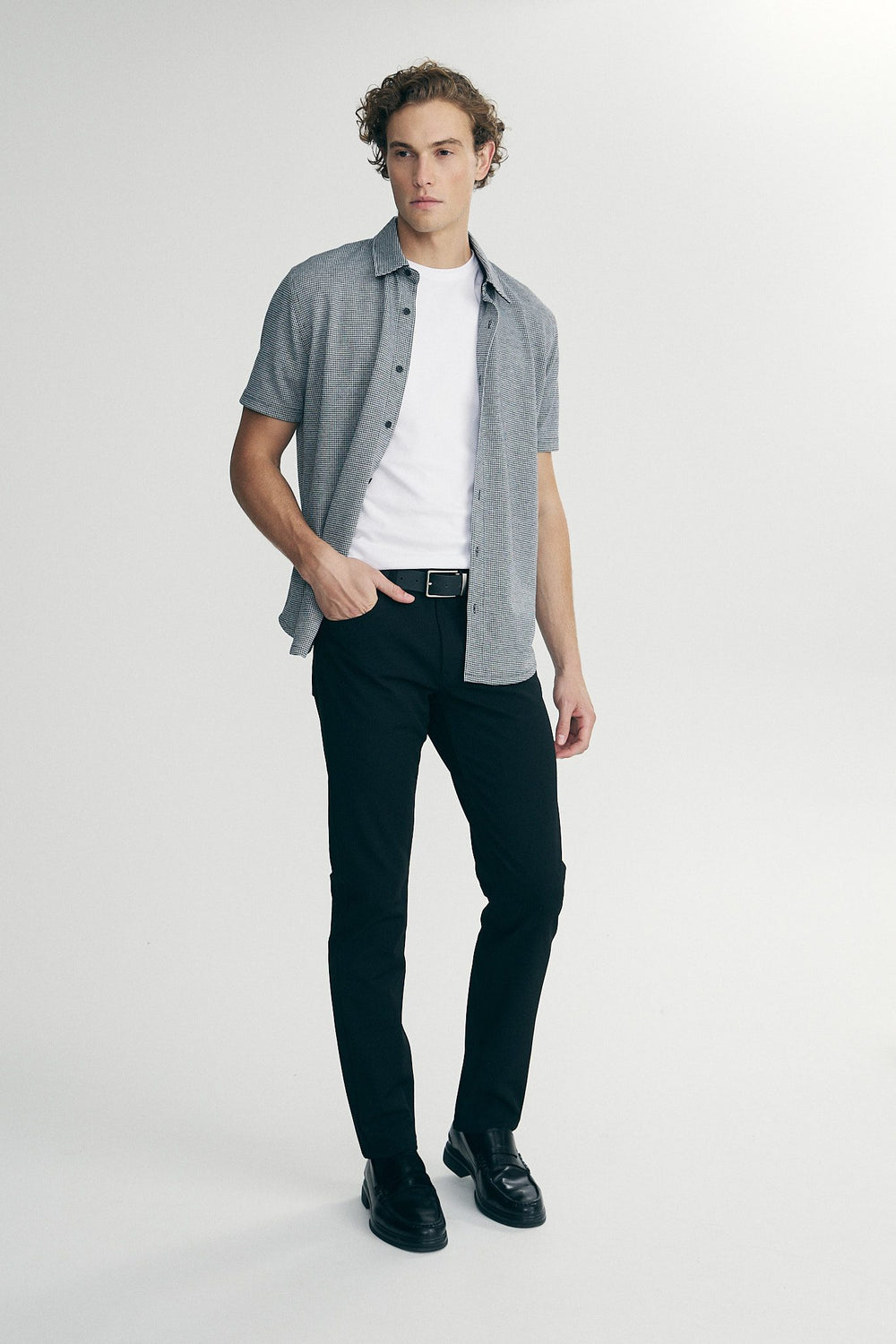 Houndstooth knit shirt