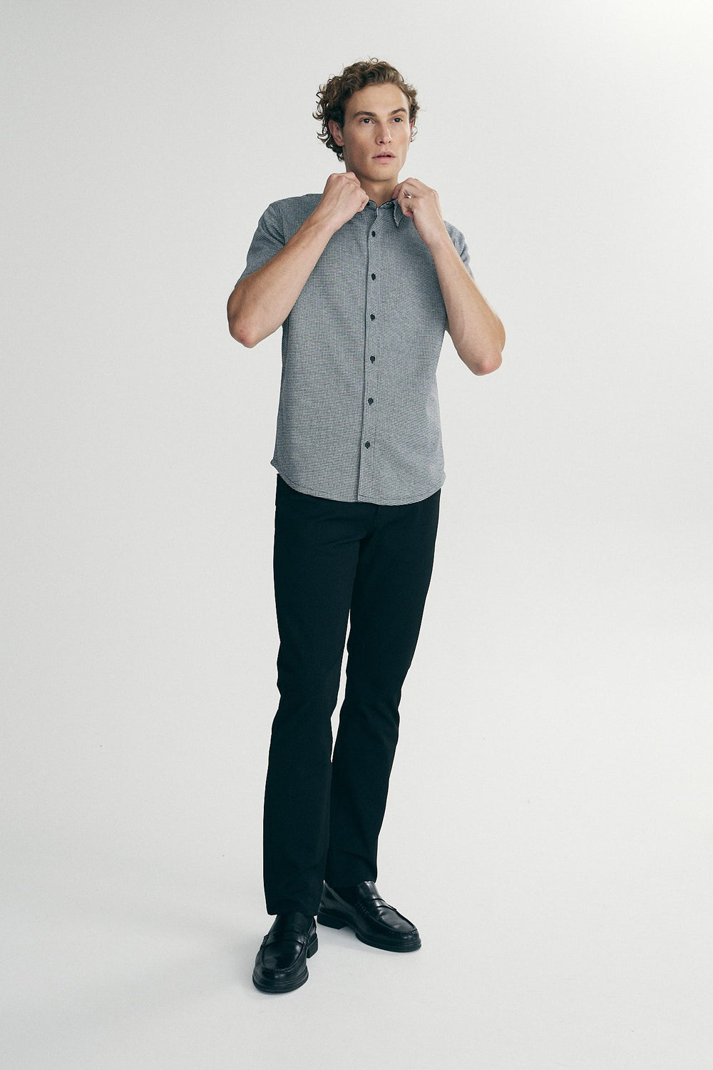 Houndstooth knit shirt
