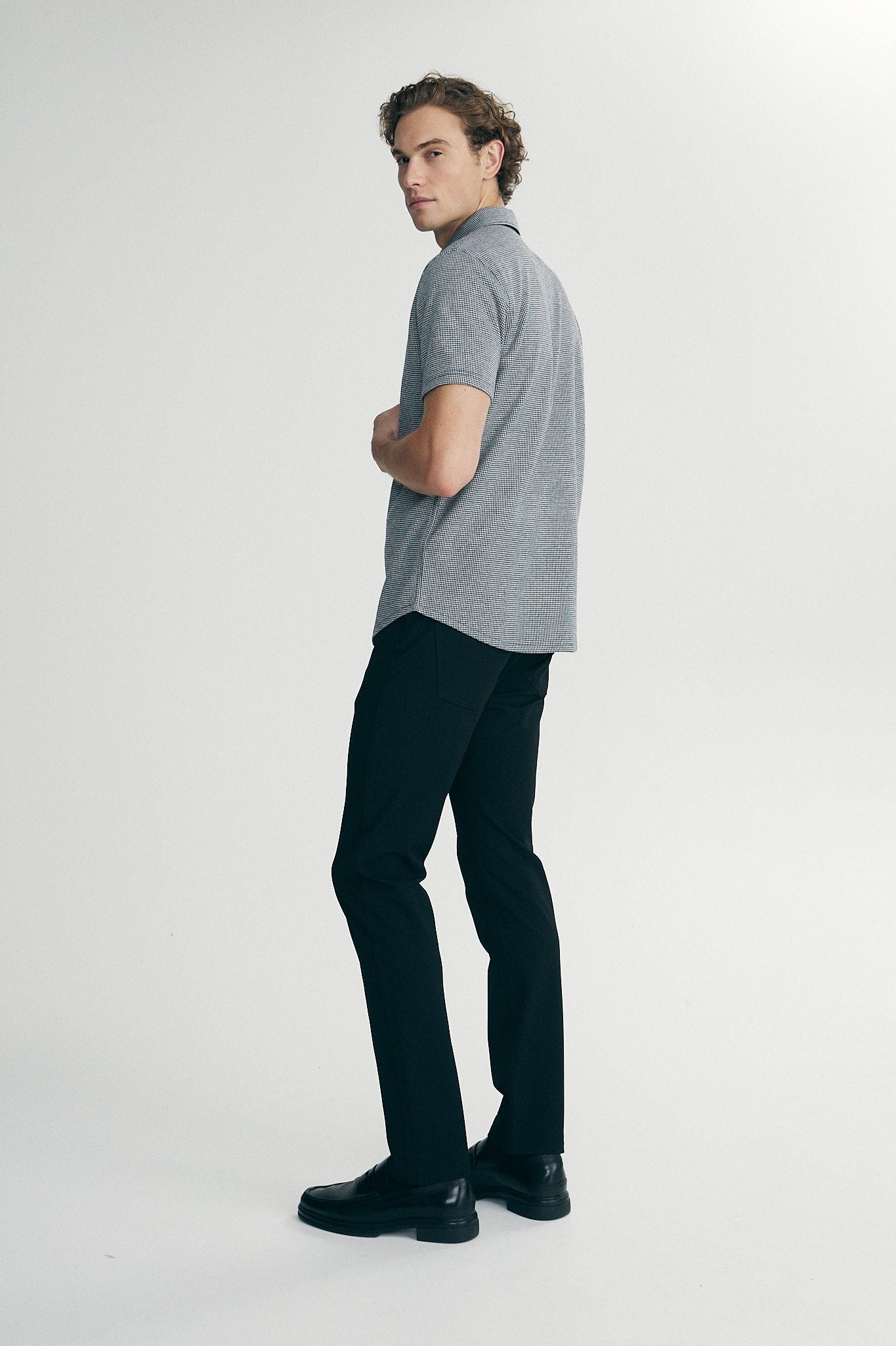 Houndstooth knit shirt